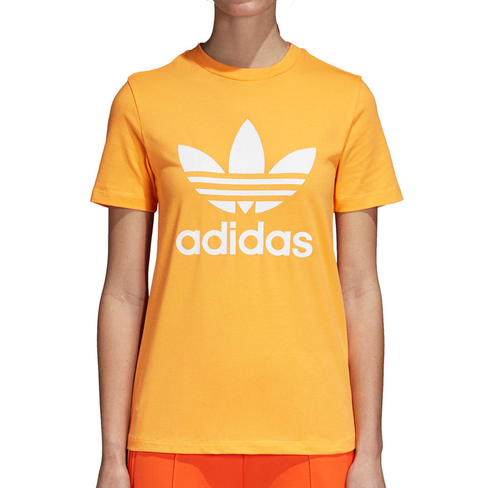 Adidas Originals Trefoil women's Athletic Casual Fashion T-Shirt Yellow/White
