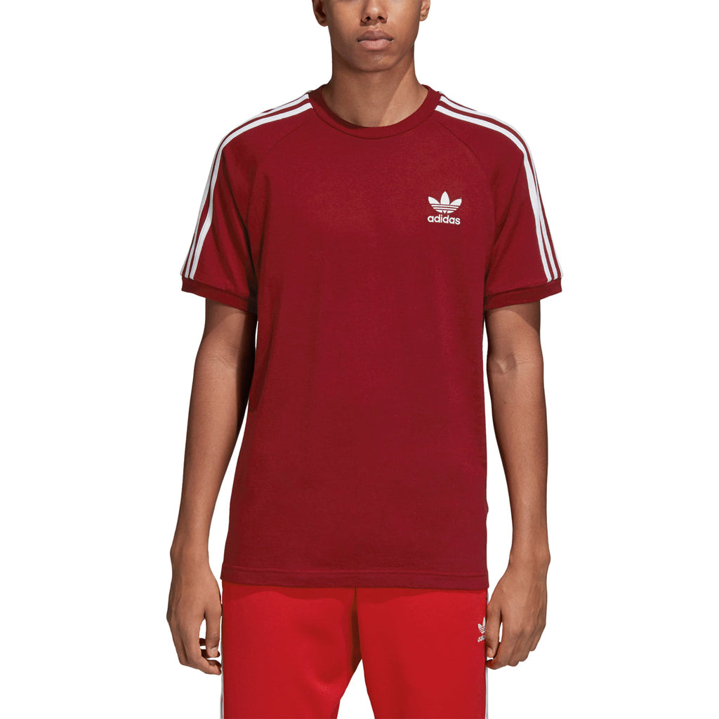 Adidas Originals Men's 3-Stripes T-Shirt Burgundy/White