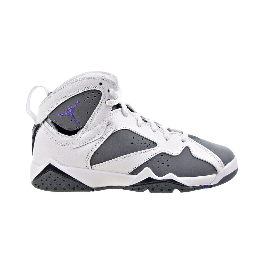 Air Jordan 7 Retro "Flint" (GS) Big Kids' Shoes White-Varsity Purple-Grey