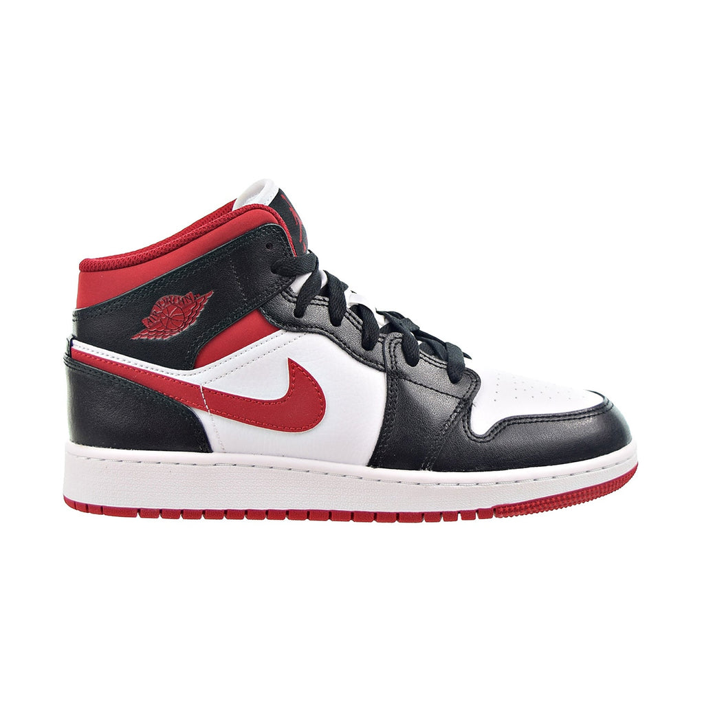 Air Jordan 1 Mid (GS) Big Kids' Shoes White-Gym Red-Black