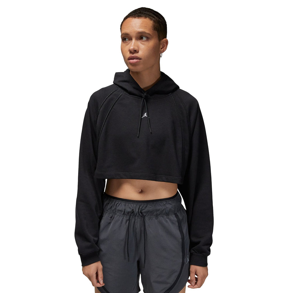 Jordan Crop Pullover Fleece Women's Hoodie Black-Stealth
