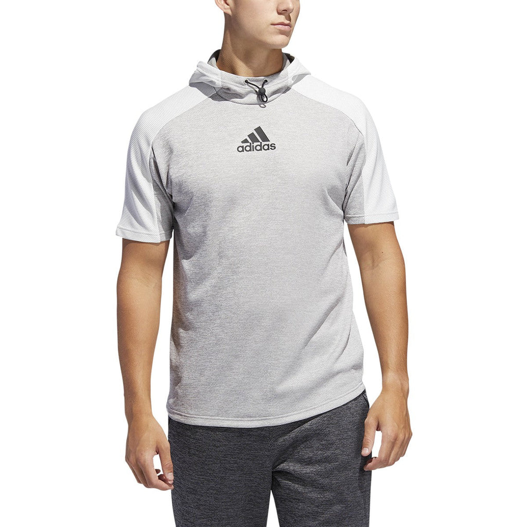 Adidas Men's Athletics Team Short Sleeve Issue Hoodie Grey Melange/Multi Solid Grey