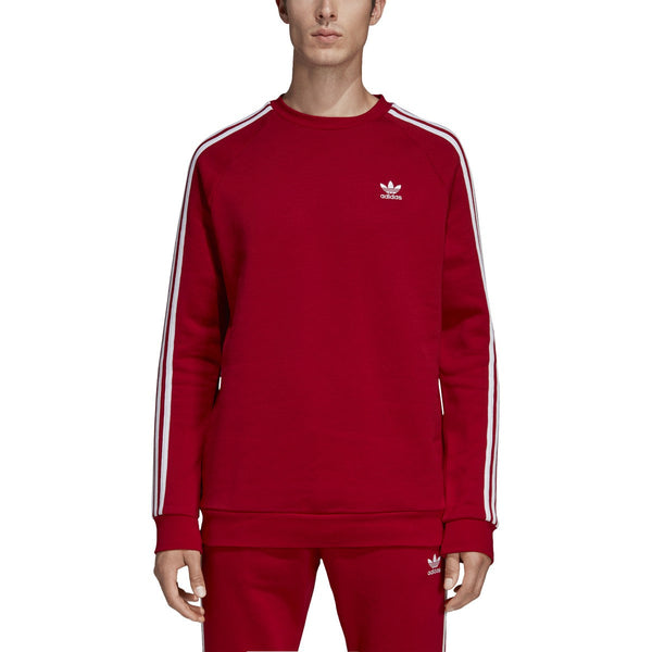 Adidas 3 Stripes Men's  Crew Neck Sweatshirt Red
