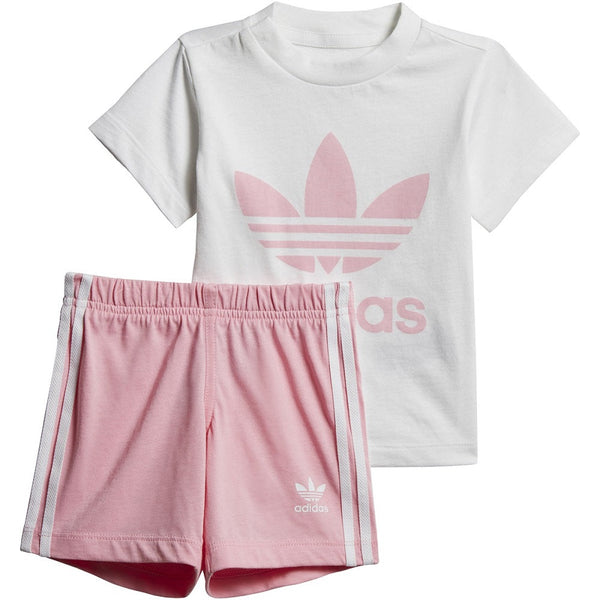 Adidas Trefoil Toddlers Shorts Tee Set White-Light Pink