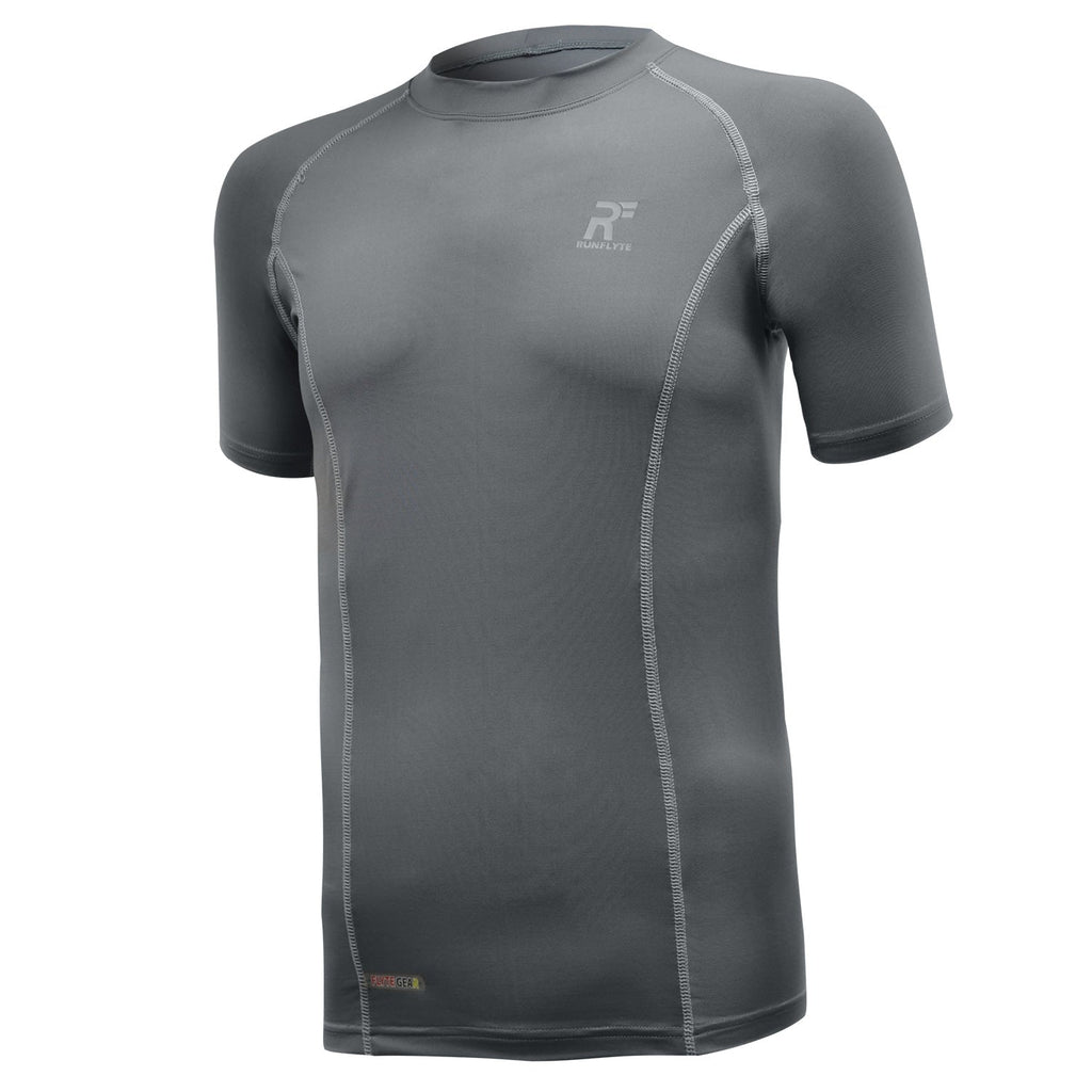 RunFlyte Men's Flyte Compression - Short Sleeve - Moisture Wicking T-Shirt Dark Grey/Light Grey