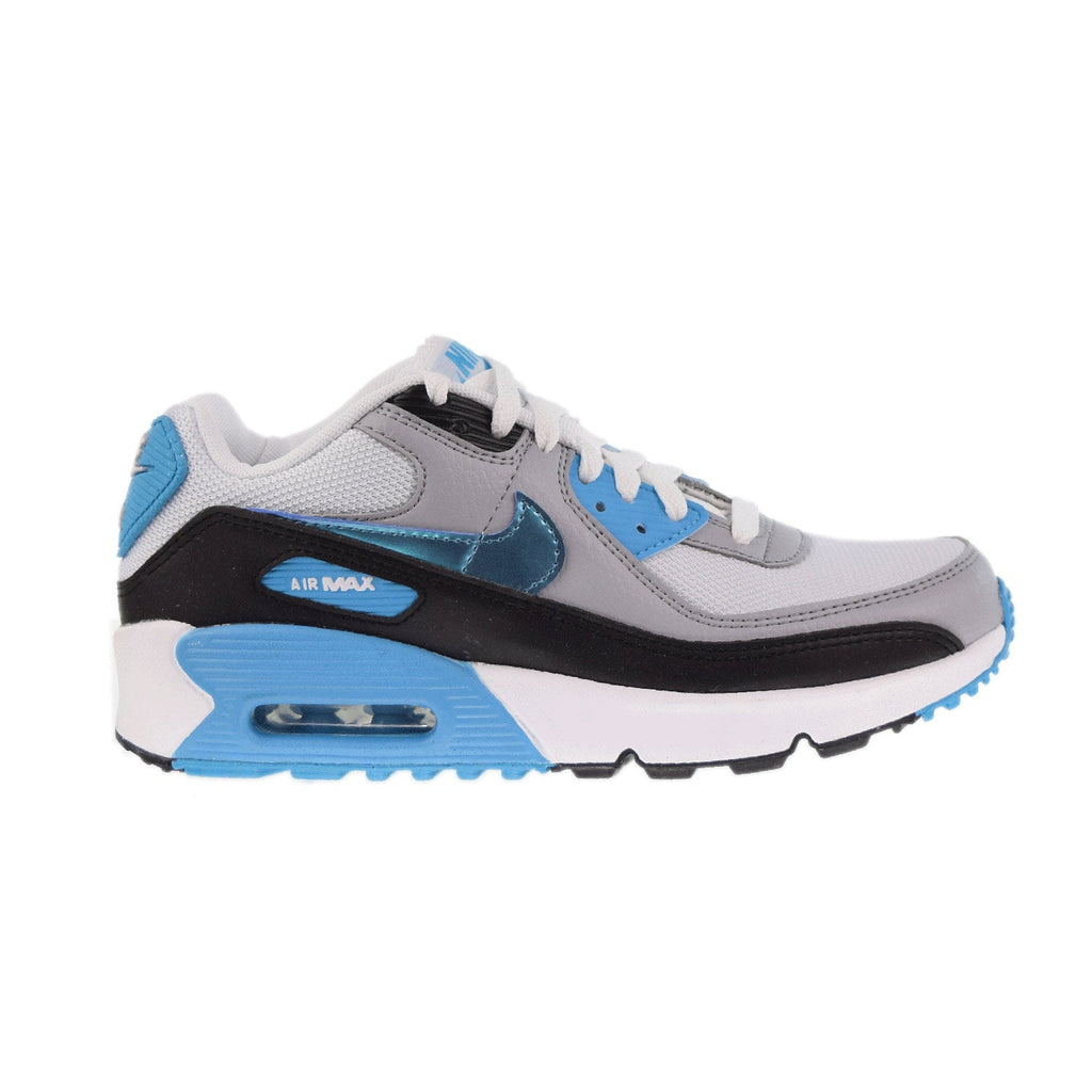 Nike Air Max 90 (GS) Big Kids' Shoes White-Blue Lightning-Black