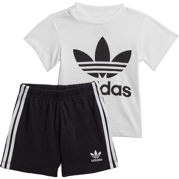 Adidas Trefoil Shorts Tee Toddlers Set White-Black