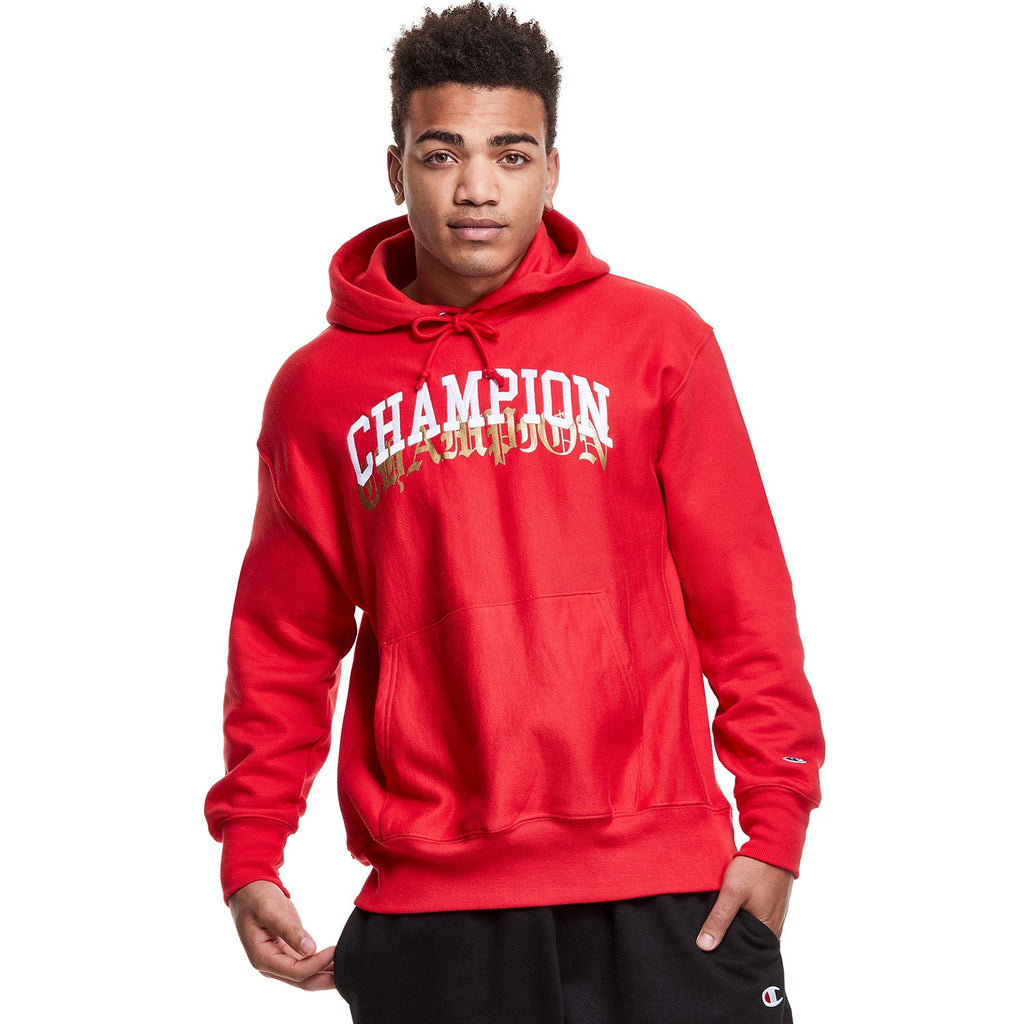 Champion Men's Reverse Weave Pullover Old English Logo Red/White/Gold