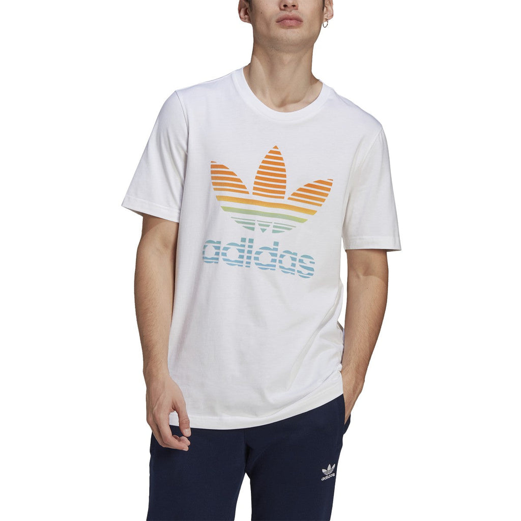 Plaza Originals – Men\'s NY Shirt White Tee Ombre Adidas Sports Trefoil