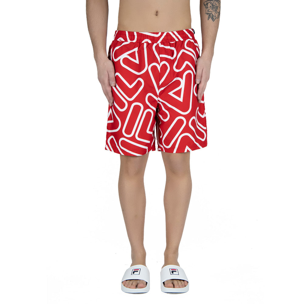 Fila "YASH" Outline All Over Print Swim Men's Short Red-White