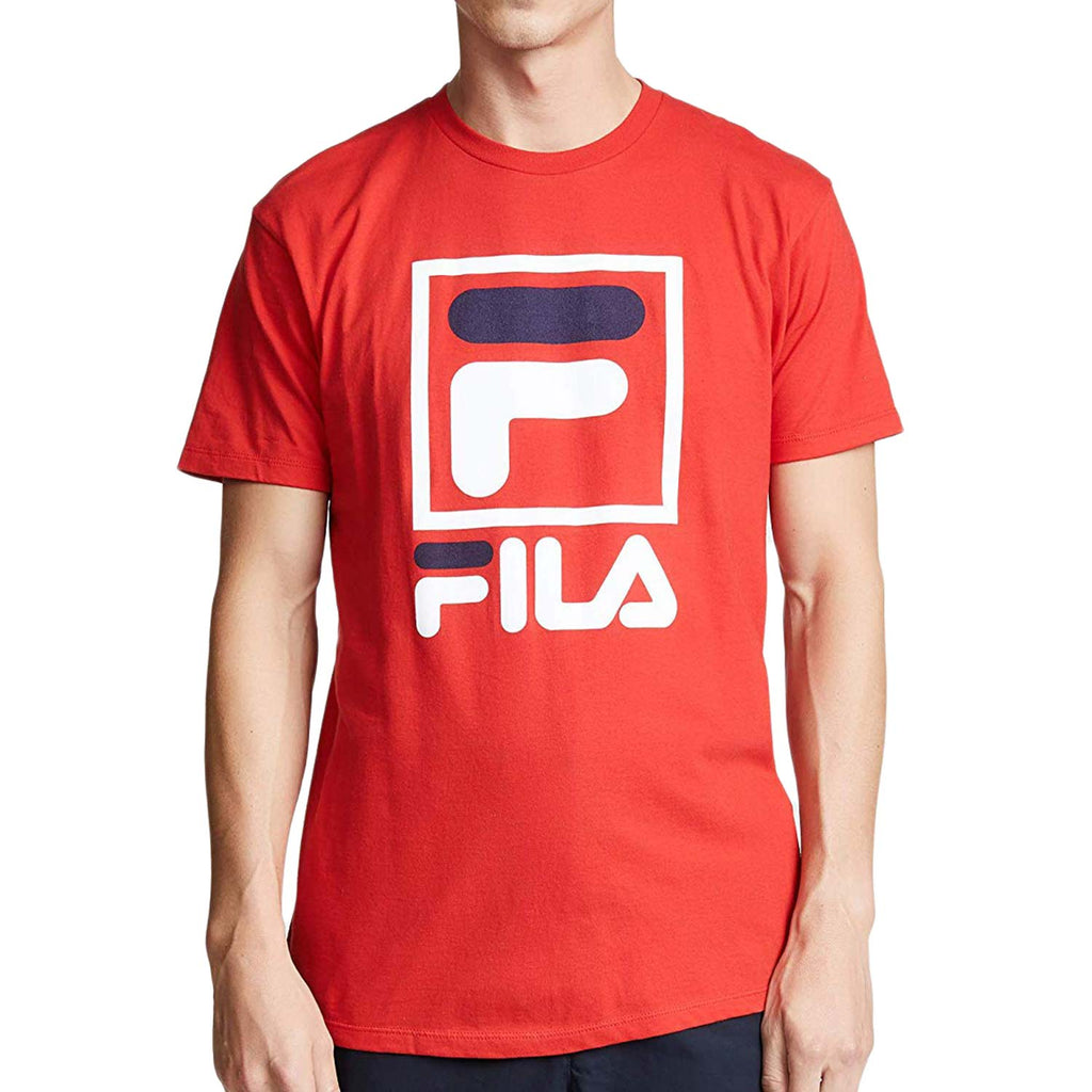 Fila Men's Stacked Tee Shirt Chinese Red-White-Navy