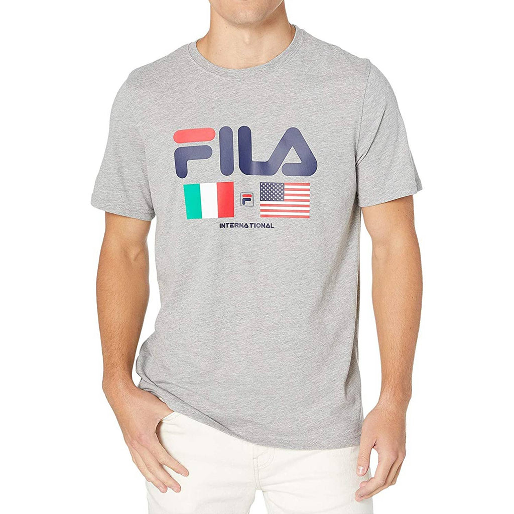 Fila International Men's T-Shirt Grey-Blue-Red