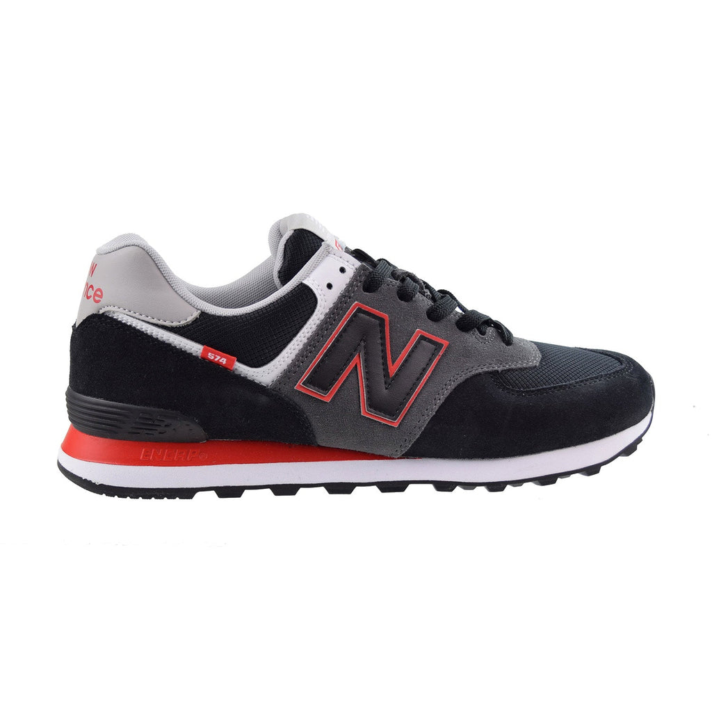 New Balance 574 Men's Shoes Black-Grey-Velocity Red