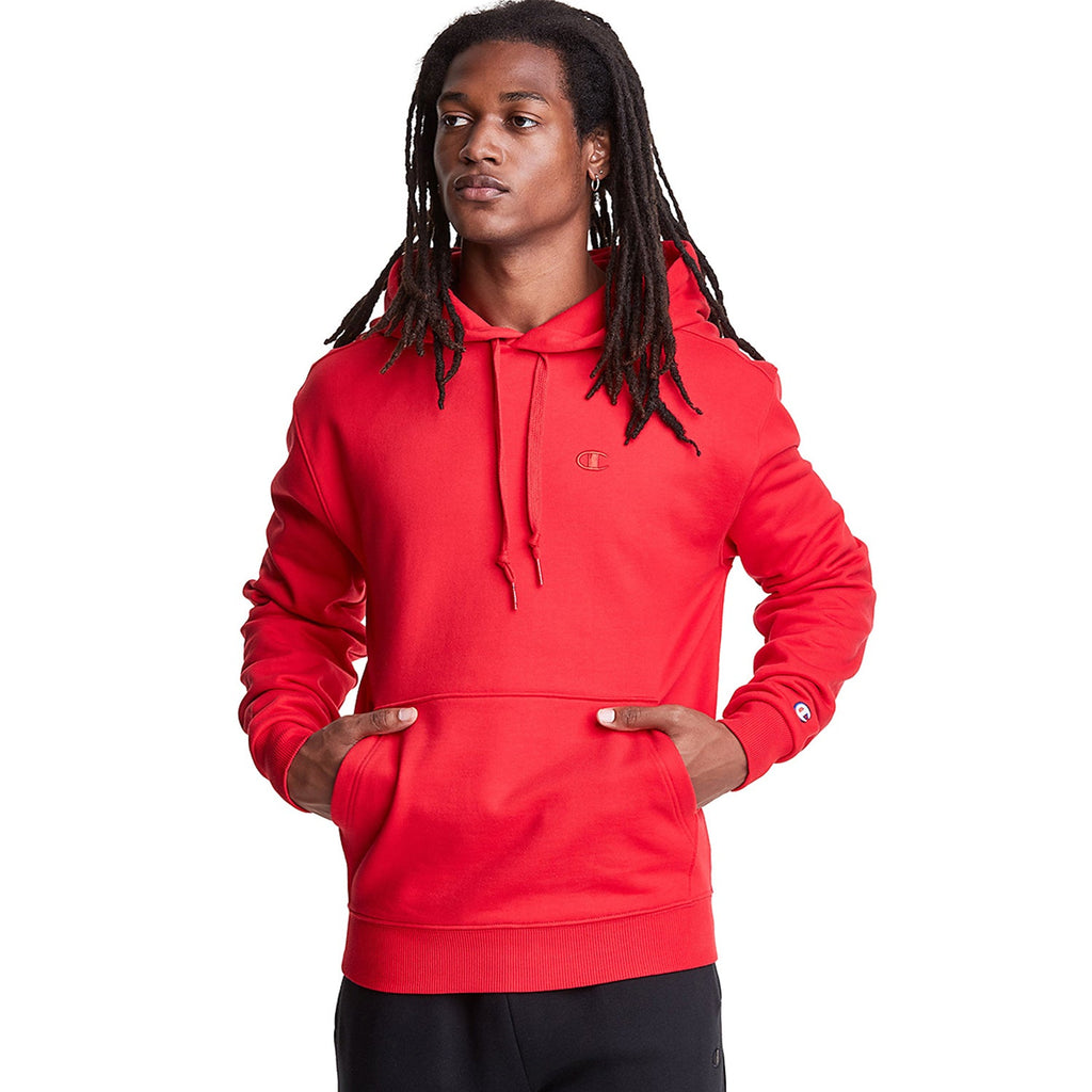Champion Men's Super Fleece Cone Hoodie Embroidered C Logo Red Scarlet s2202-586404040 (Size M)