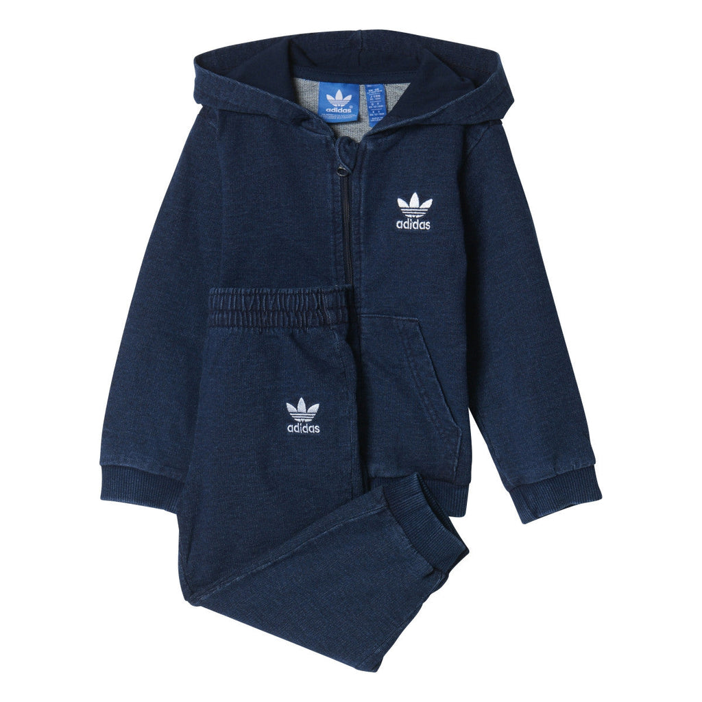 Adidas Originals Denim Hooded Infant Track Suit Collegiate Navy/White