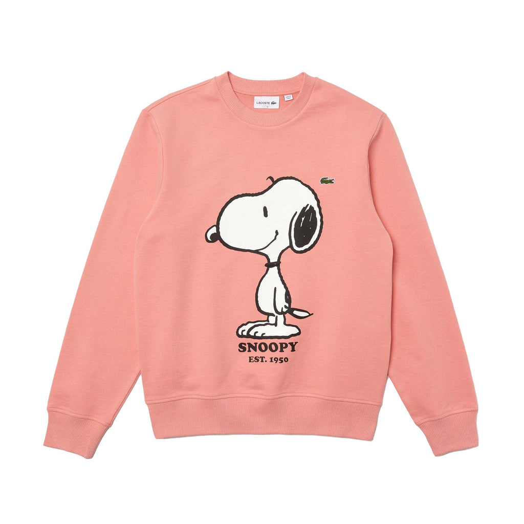 Lacoste X Peanuts Snoopy Crew Neck Organic Cotton Unisex Sweatshirt Pink