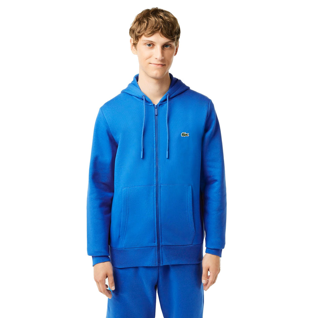 Lacoste Full Zip Up Tapered Fit Men's Hoodie Blue