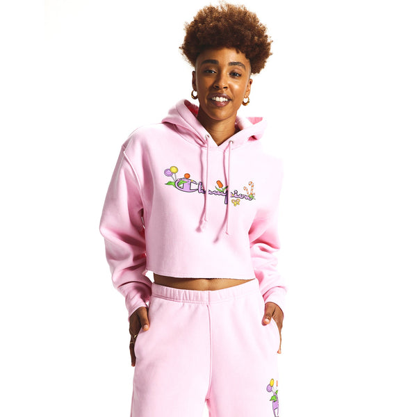 Champion Candy Land Reverse Weave Cropped Cut-Off Women's Hoodie Pink Candy